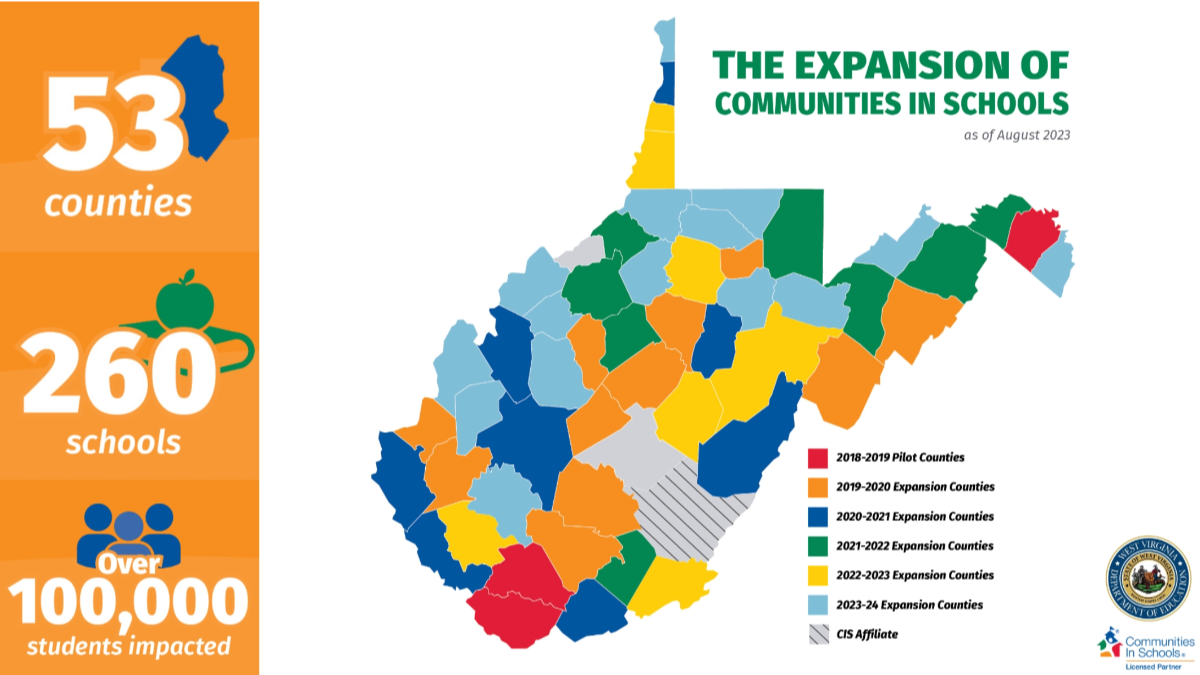 Map of WV CIS Counties