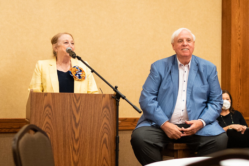 First Lady Cathy Justice speaking at CIS Summer Institute with Governor Jim Justice