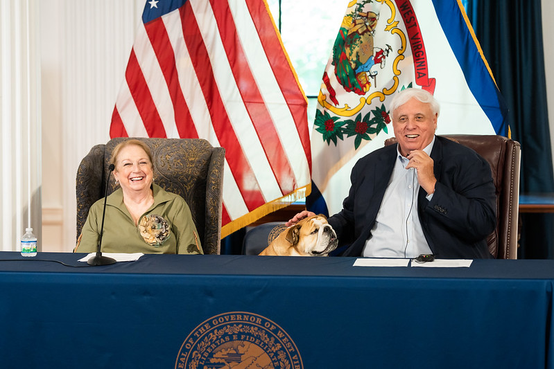 (Left to Right) First Lady Justice, Babydog, and Governor Justice