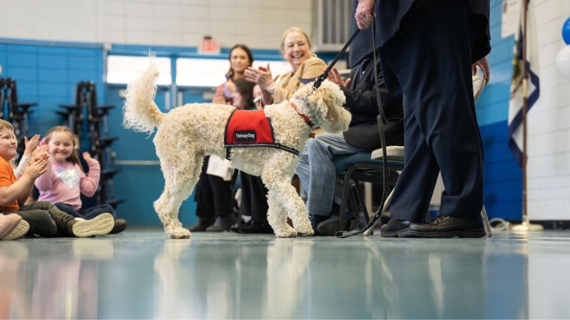 Marshal at school assembly