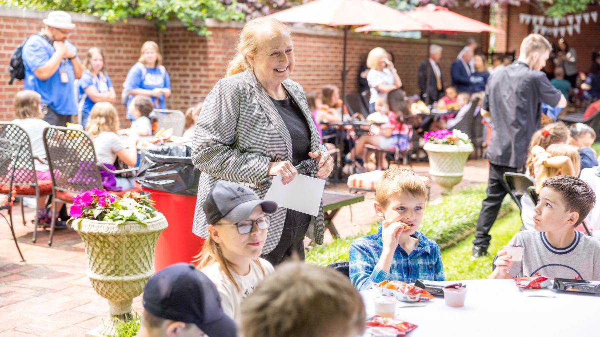 First Lady Justice talking to students