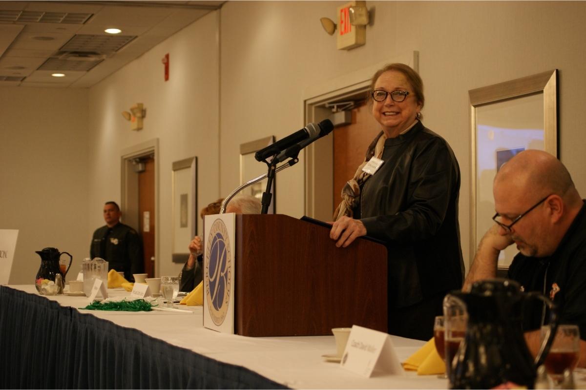 First Lady Cathy Justice speaking at Berkeley County Schools