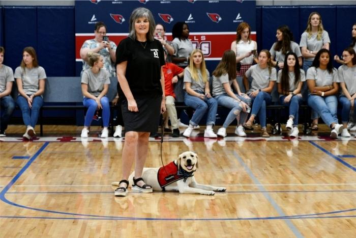 Jet with his trainer at pup rally