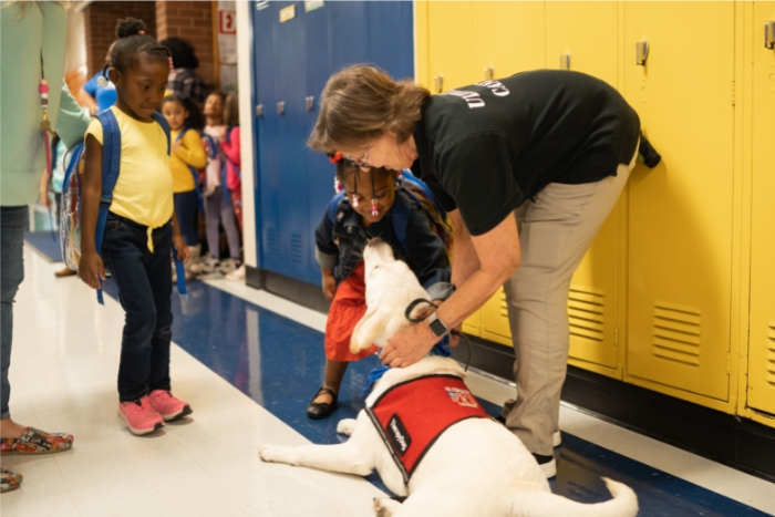 Louie with Students