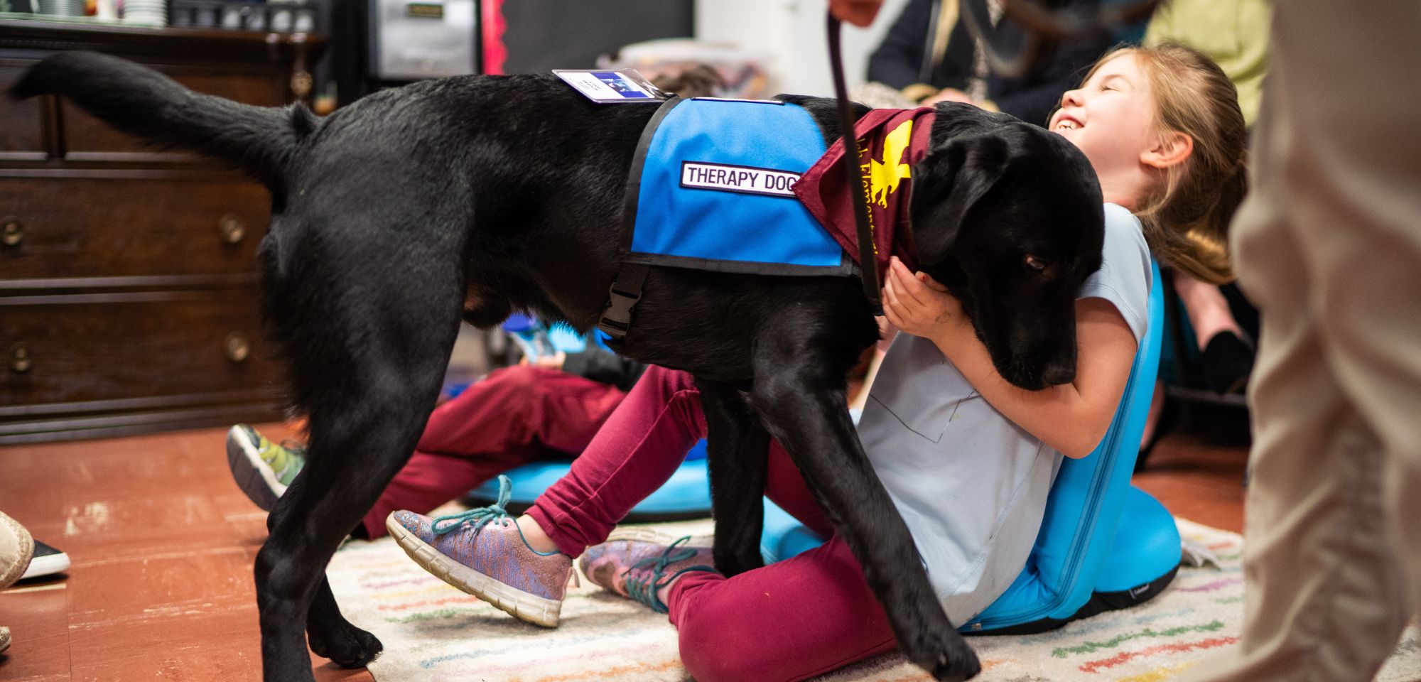 Therapy Dog Coal with Student