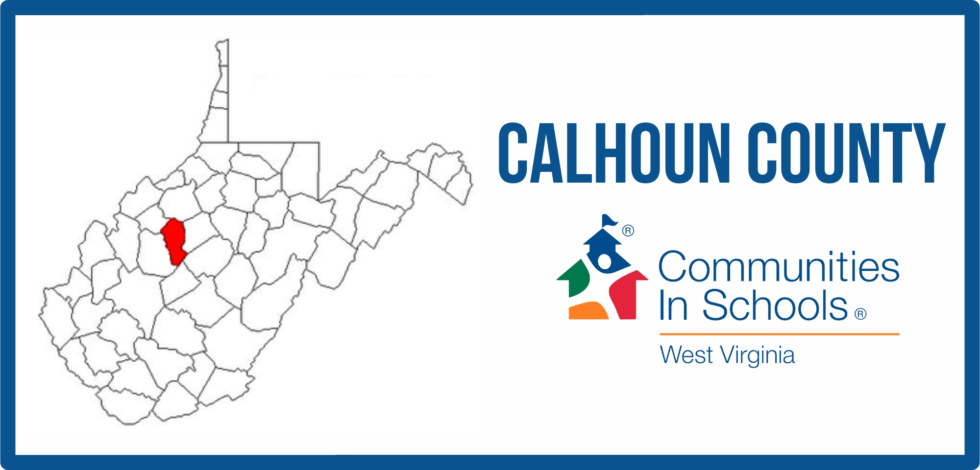 Calhoun County Highlighted on a map of West Virginia